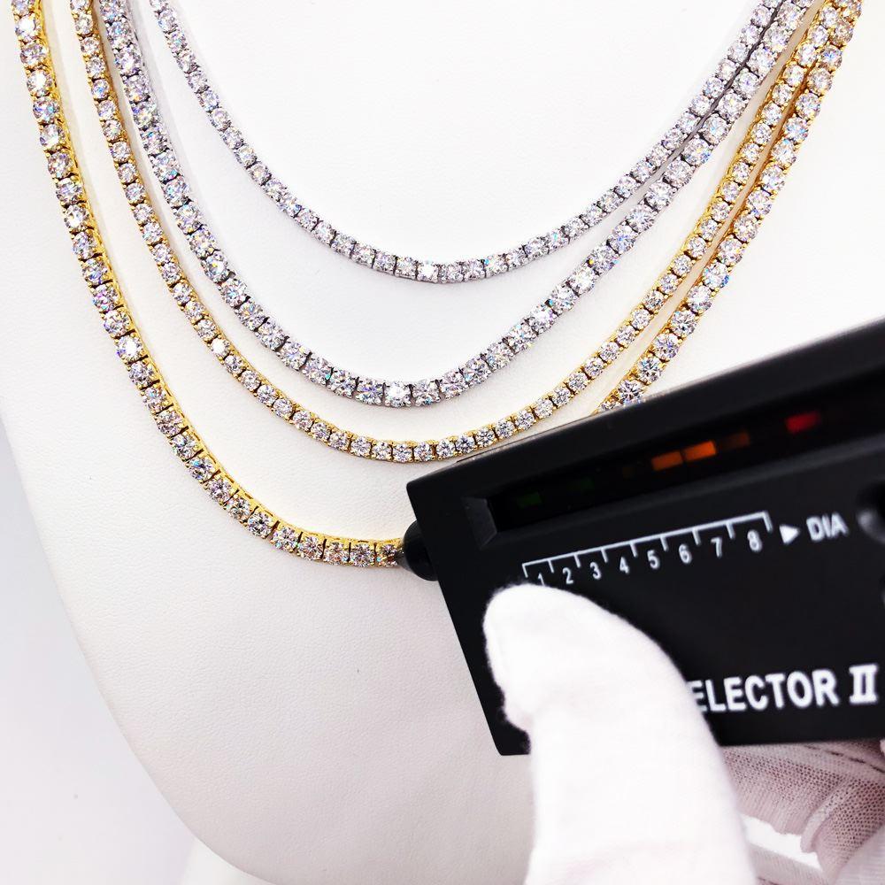 Moissanite VVS D Ideal Cut Tennis Chain in .925 Sterling Silver 4MM 16" Yellow Gold HipHopBling