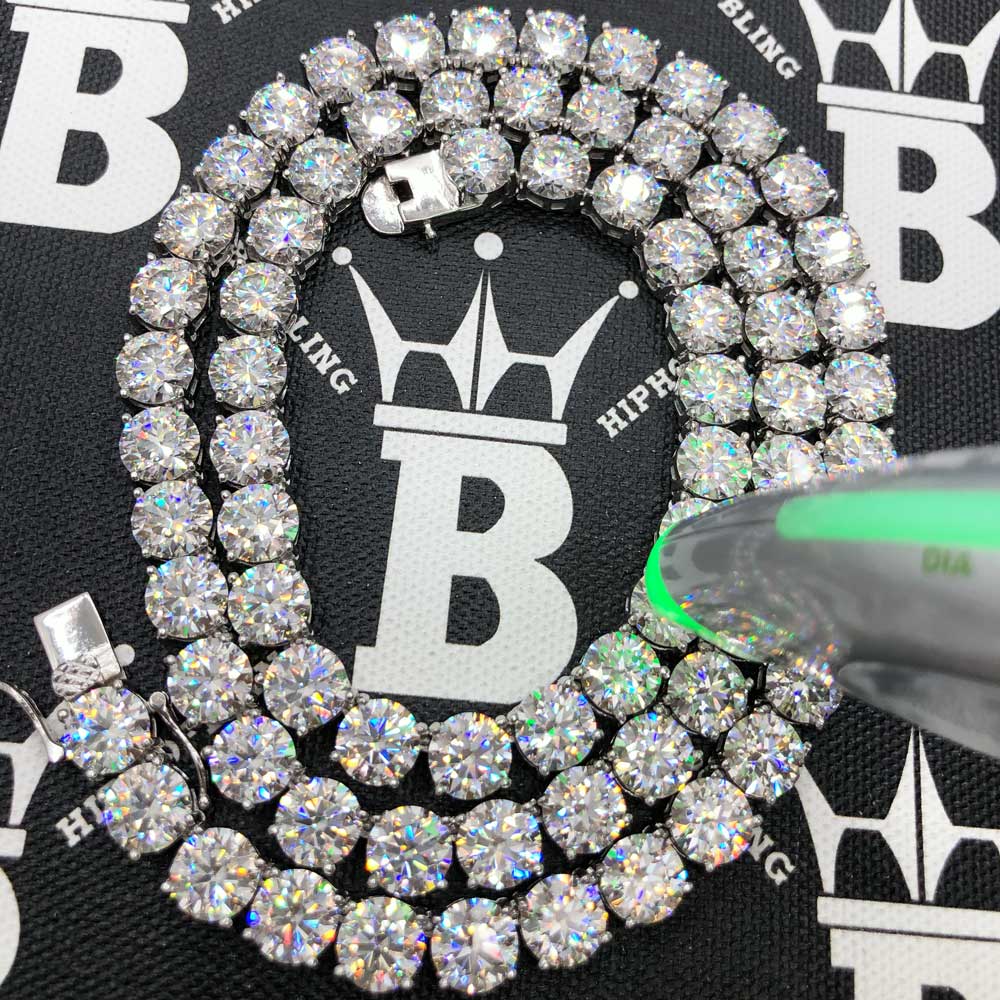 Moissanite VVS D Ideal Cut Tennis Chain in .925 Sterling Silver 4MM 16" Yellow Gold HipHopBling