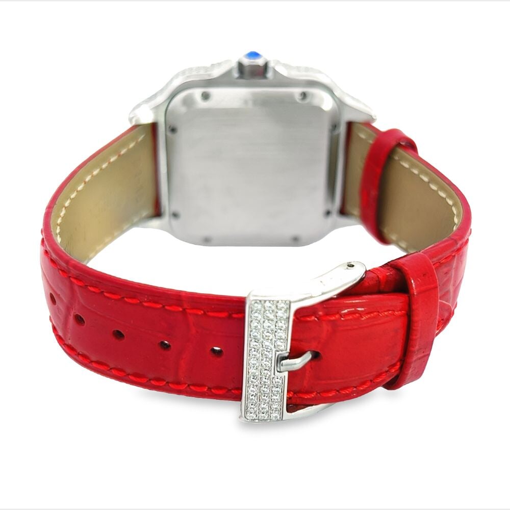 Moissanite VVS Iced Out Baller Square Leather Watch HipHopBling