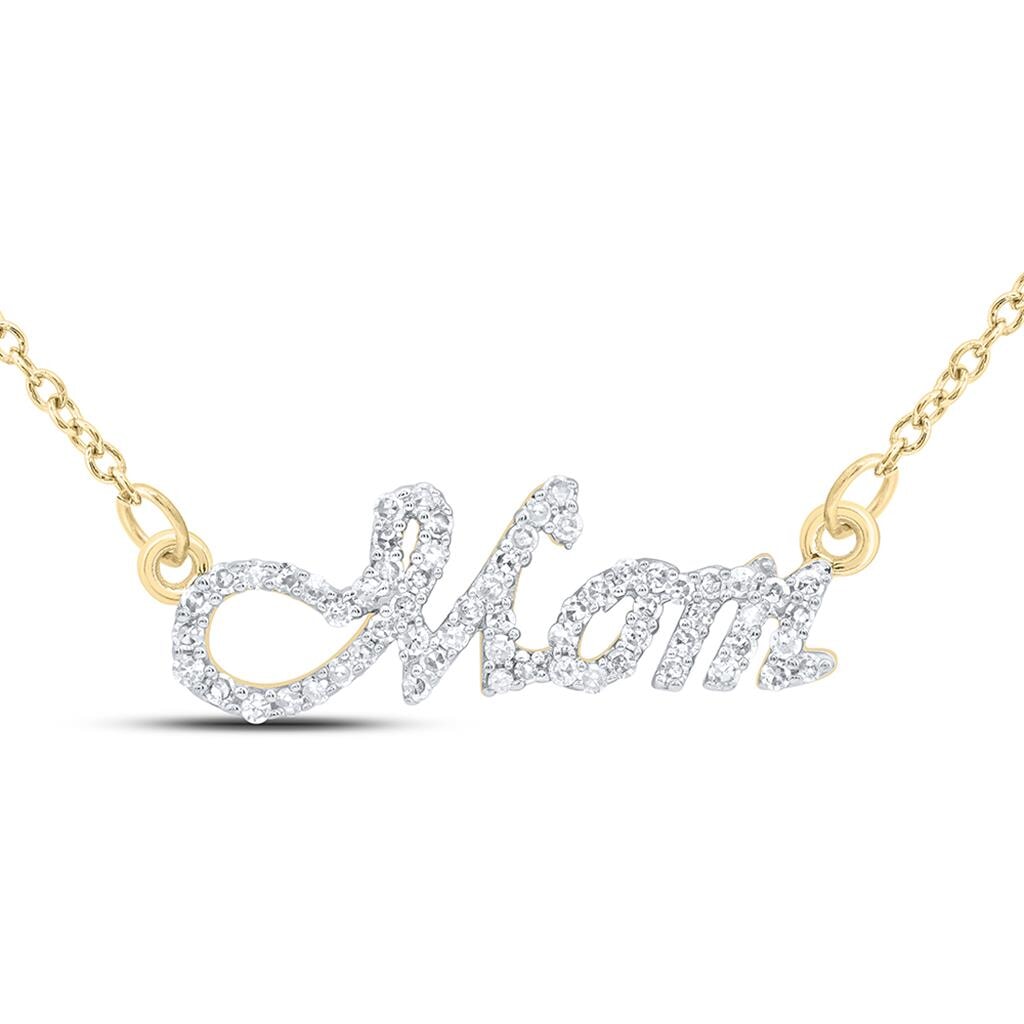 Mom .20cttw Diamond Pendant Necklace 10K Gold 10K Yellow Gold HipHopBling