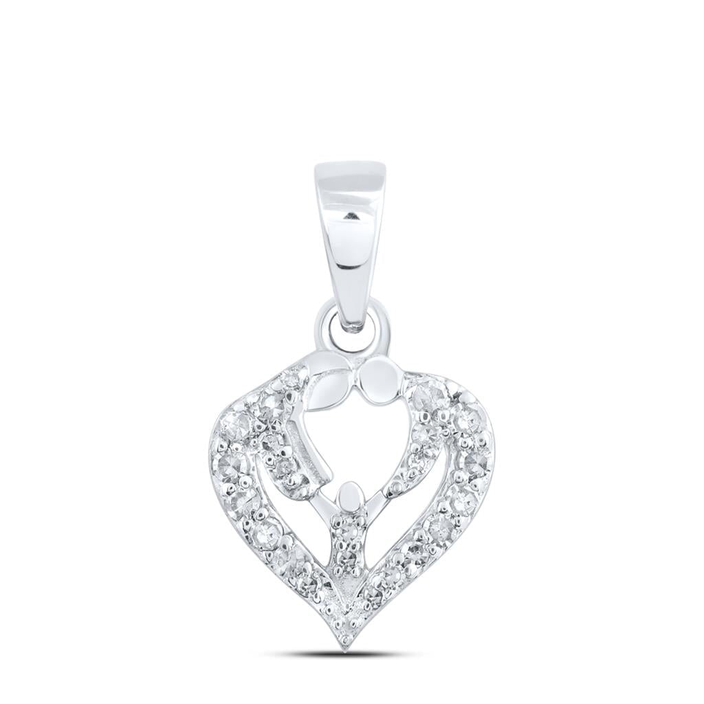 Mom Dad Baby in Heart Diamond Pendant 10K Gold 10K White Gold HipHopBling
