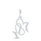 Mom Fancy Script Diamond Pendant 10K Gold 10K White Gold HipHopBling