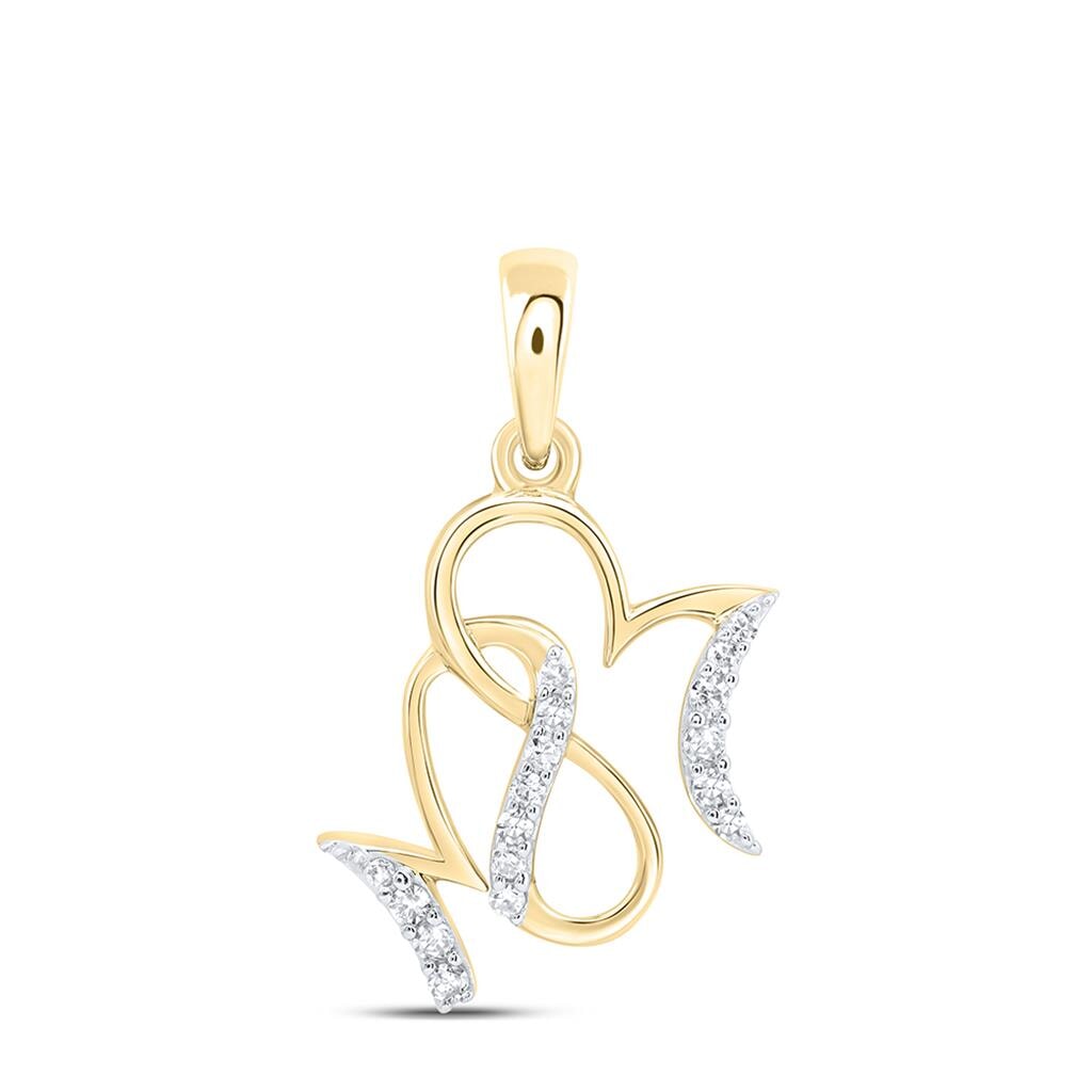 Mom Fancy Script Diamond Pendant 10K Gold 10K Yellow Gold HipHopBling