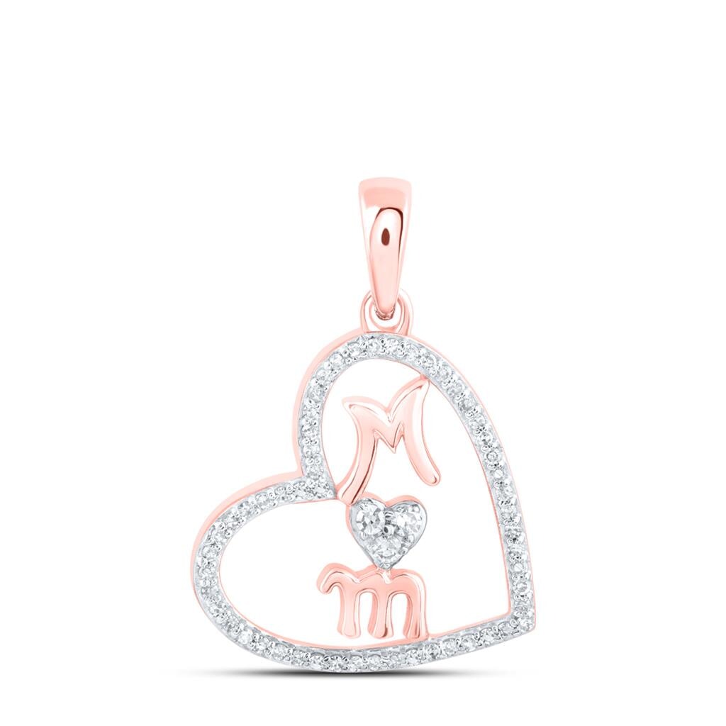 Mom Heart .14cttw Diamond Pendant 10K Gold 10K Rose Gold HipHopBling