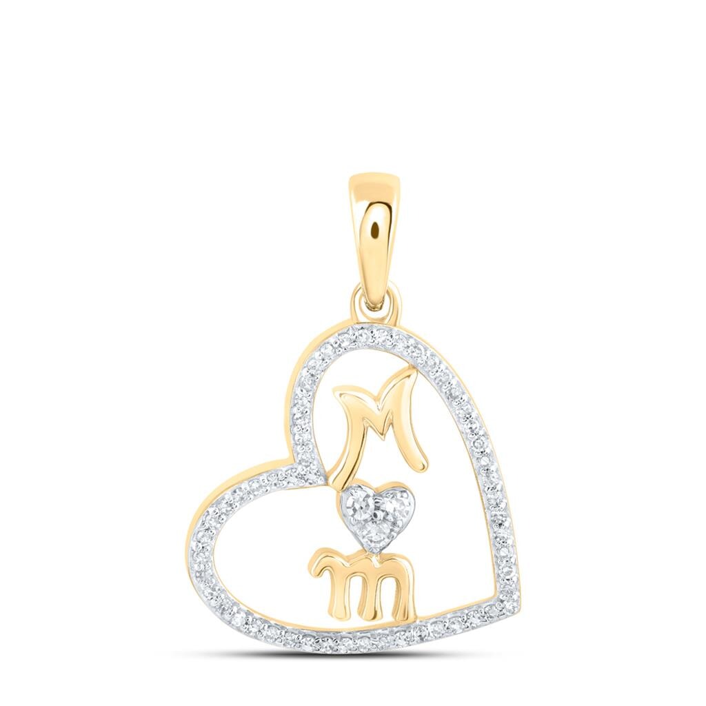 Mom Heart .14cttw Diamond Pendant 10K Gold 10K Yellow Gold HipHopBling