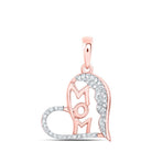 Mom Heart .20cttw Diamond Pendant 10K Gold 10K Rose Gold HipHopBling