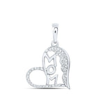 Mom Heart .20cttw Diamond Pendant 10K Gold 10K White Gold HipHopBling