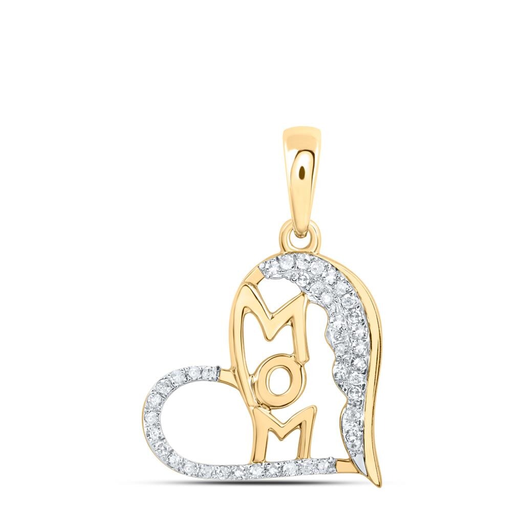 Mom Heart .20cttw Diamond Pendant 10K Gold 10K Yellow Gold HipHopBling