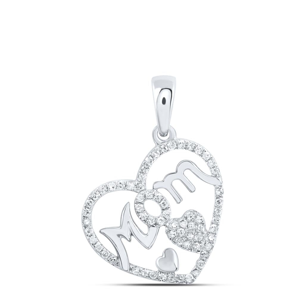 Mom in Heart Diamond Pendant .33cttw 10K Yellow Gold 10K White Gold HipHopBling
