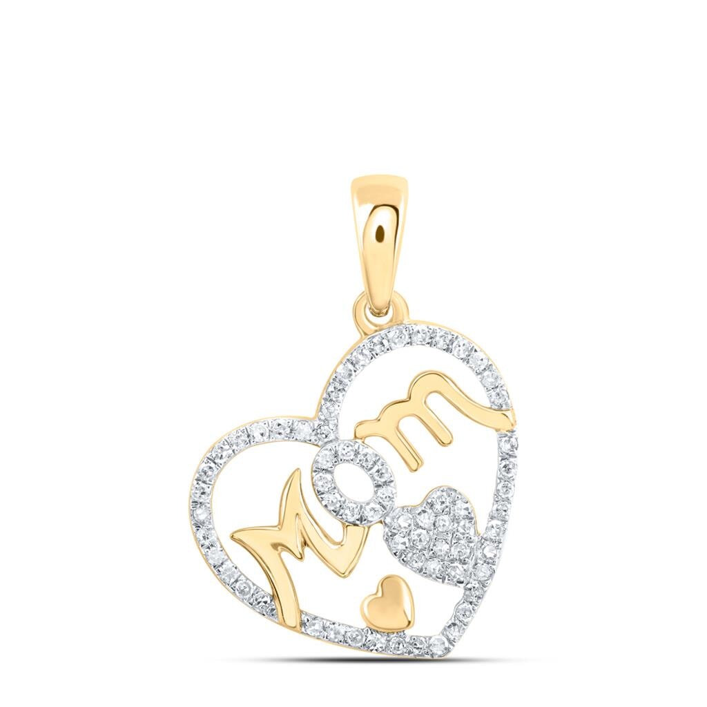 Mom in Heart Diamond Pendant .33cttw 10K Yellow Gold 10K Yellow Gold HipHopBling