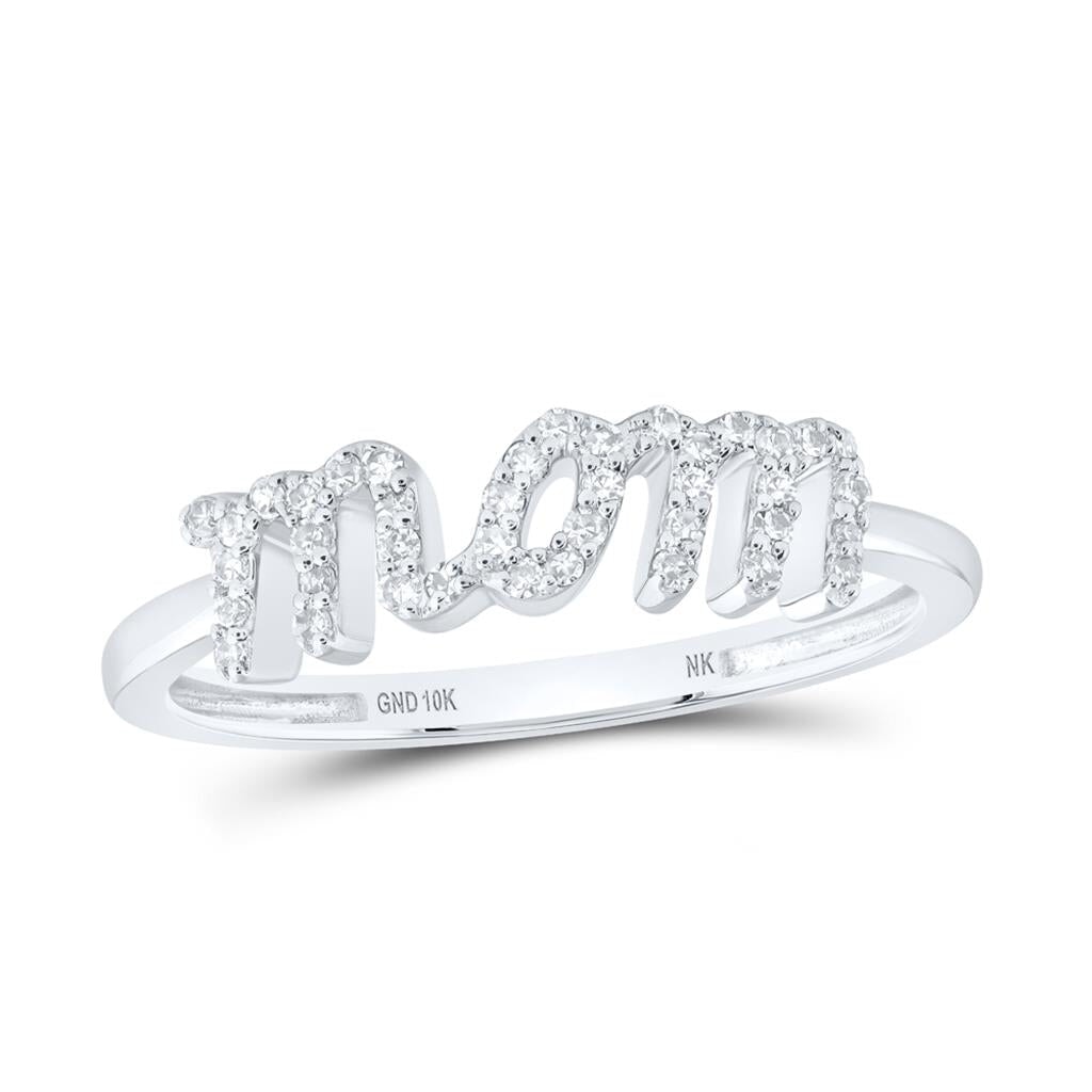 Mom LC Cursive Diamond Ring .15cttw 10K Gold 10K White Gold HipHopBling