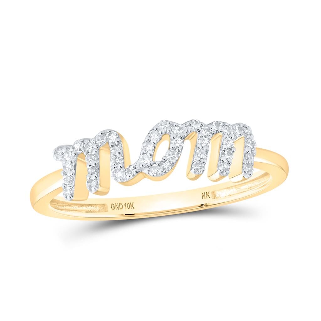 Mom LC Cursive Diamond Ring .15cttw 10K Gold 10K Yellow Gold HipHopBling