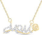Mom Rose Diamond Pendant Charm Necklace 10K Gold 10K Yellow Gold HipHopBling