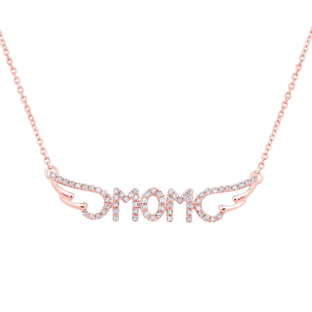 Mom Wings Diamond Pendant Necklace 10K Gold 10K Rose Gold HipHopBling