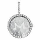 Monero Coin Iced Out Frame Pendant Yellow Gold Tennis CZ Frame HipHopBling
