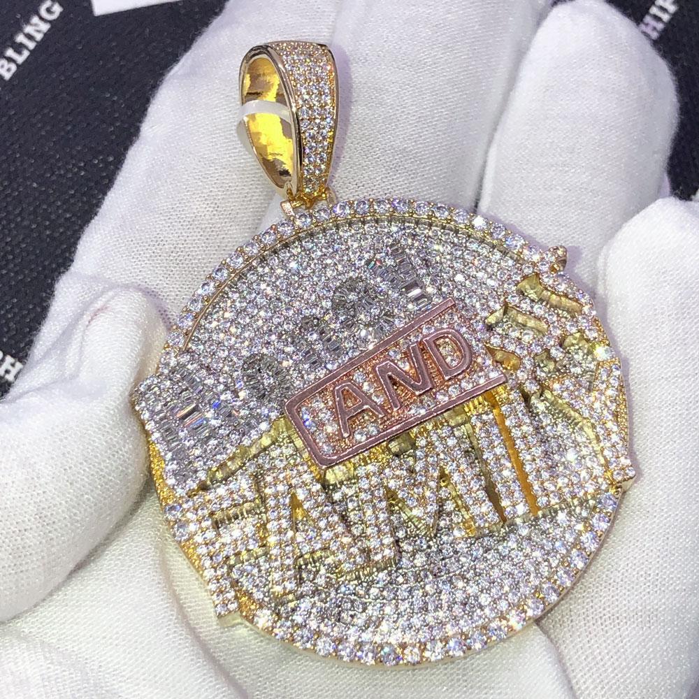 Money and Family $$$ VVS CZ Hip Hop Iced Out Pendant White Gold HipHopBling