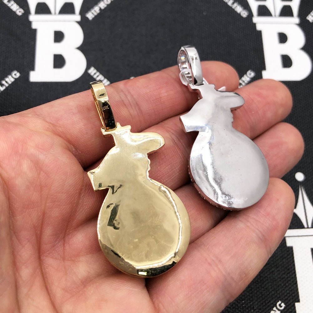 Money Bag 3.70cttw Baguette Diamond Pendant 10K White Or Yellow Gold 10K Yellow Gold HipHopBling