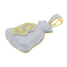 Money Bag Baguette $ VVS CZ Iced Out Pendant .925 Sterling Silver Yellow Gold HipHopBling