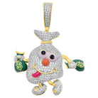 Money Bag Character VVS CZ Hip Hop Iced Out Pendant Yellow Gold HipHopBling