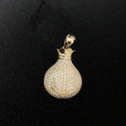 Money Bag CZ 10K Yellow Gold Pendant HipHopBling
