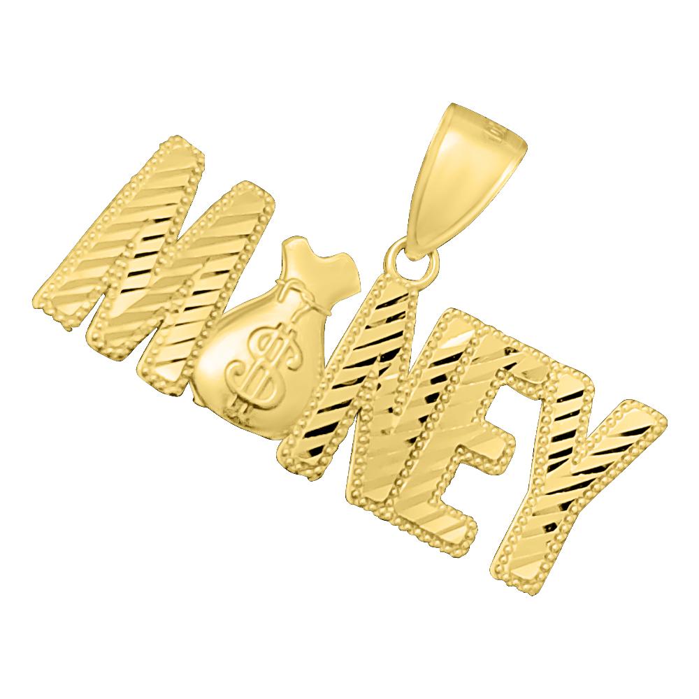 Money (Bag) DC 10K Yellow Gold Pendant HipHopBling