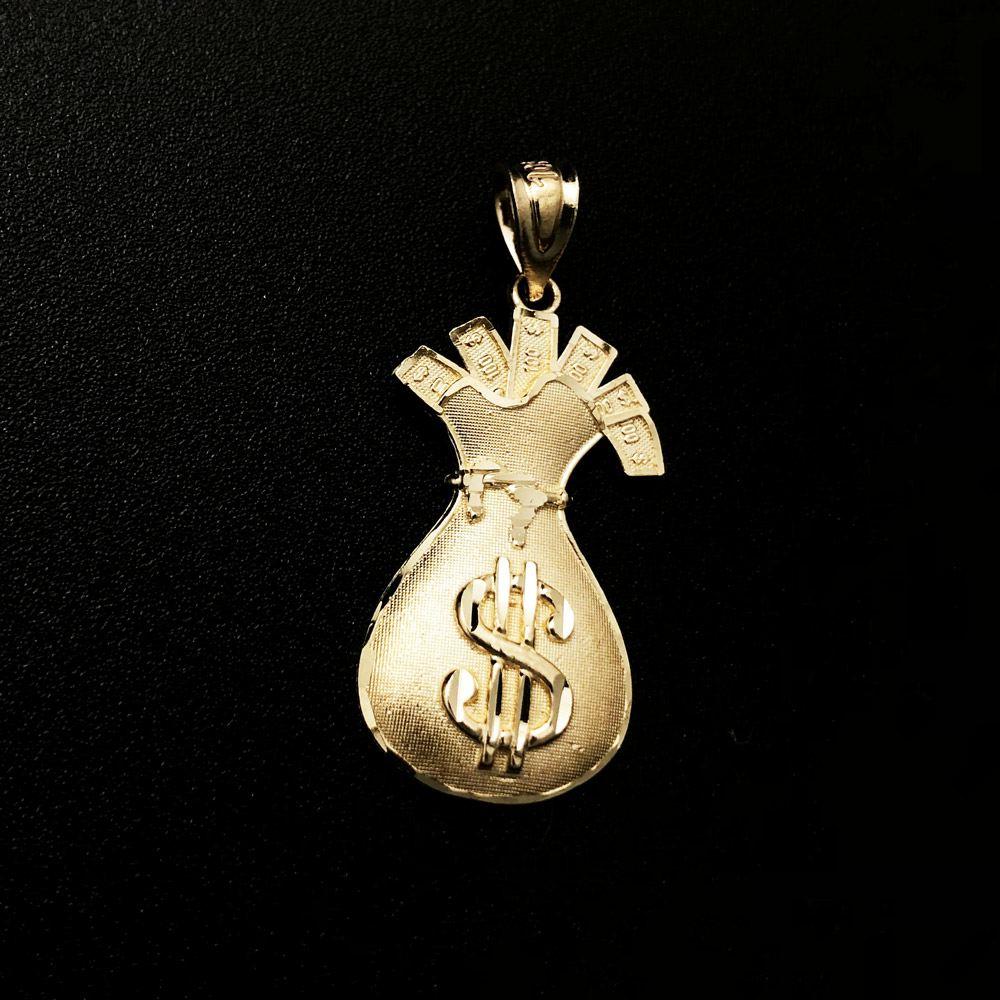 Money Bag Mini 10K Yellow Gold Pendant HipHopBling
