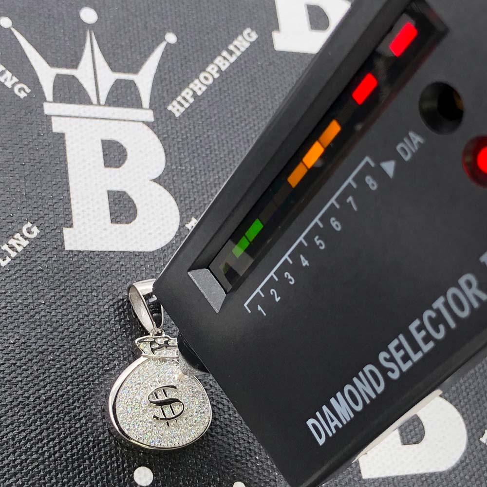 Money Bag VVS Moissanite Pendant .925 Sterling Silver HipHopBling