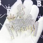 Money $ Baguette CZ Hip Hop Bling Bling Pendant Yellow Gold HipHopBling