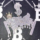 Money $ Baguette CZ Hip Hop Bling Bling Pendant Yellow Gold HipHopBling