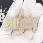 Money Baguette Plaque VVS CZ Hip Hop Iced Out Pendant Yellow Gold HipHopBling