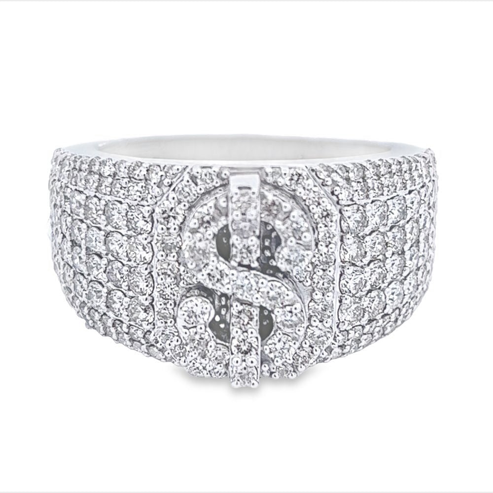 Money Cash Dollar Sign Diamond Ring 2.85cttw 10K Gold 10K White Gold HipHopBling