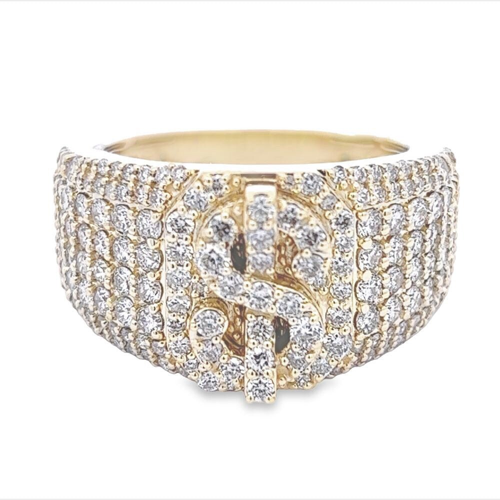 Money Cash Dollar Sign Diamond Ring 2.85cttw 10K Gold 10K Yellow Gold HipHopBling