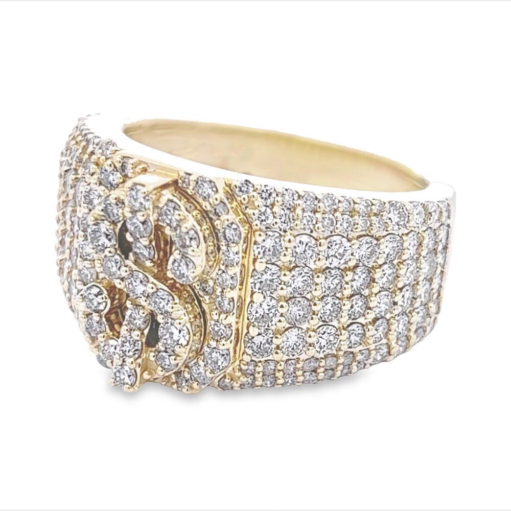 Money Cash Dollar Sign Diamond Ring 2.85cttw 10K Gold HipHopBling