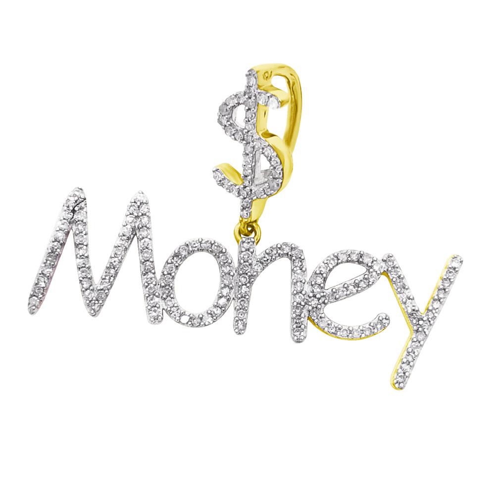 Money $ Diamond Pendant .50cttw 10K Yellow Gold HipHopBling