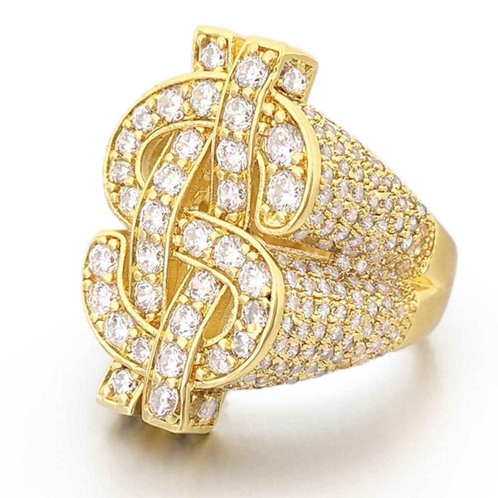 Money Dollar Sign CZ Eternity Band Hip Hop Ring White Gold 7 HipHopBling