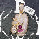 Money Glove CZ Hip Hop Bling Bling Pendant Yellow Gold HipHopBling