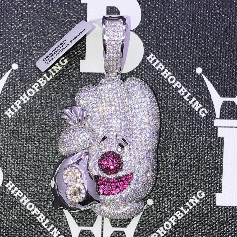 Money Glove CZ Hip Hop Bling Bling Pendant Yellow Gold HipHopBling