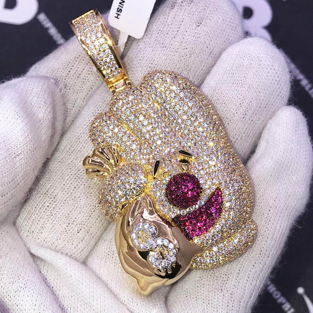 Money Glove CZ Hip Hop Bling Bling Pendant Yellow Gold HipHopBling