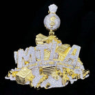Money in Large Amounts VVS CZ Hip Hop Iced Out Pendant Yellow Gold HipHopBling
