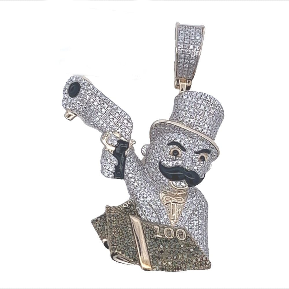 Money Man Diamond Pendant 1.10cttw 10K Yellow Gold HipHopBling