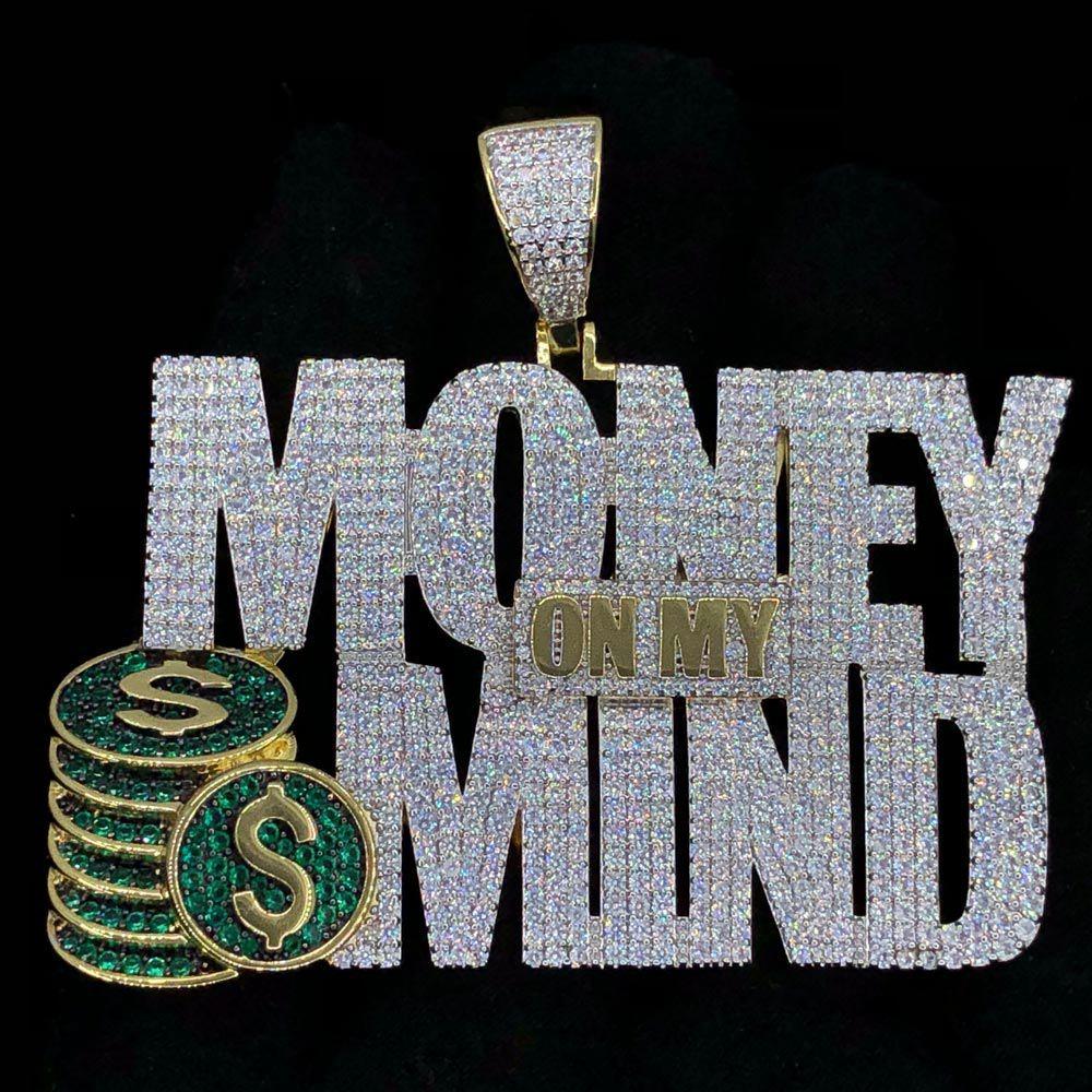 Money on My Mind $ VVS CZ Hip Hop Bling Bling Pendant Yellow Gold HipHopBling
