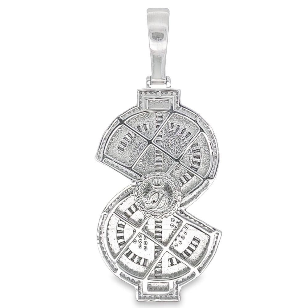 $ Money Sign Baguette VVS Moissanite Pendant 4.98cttw .925 Sterling Silver HipHopBling