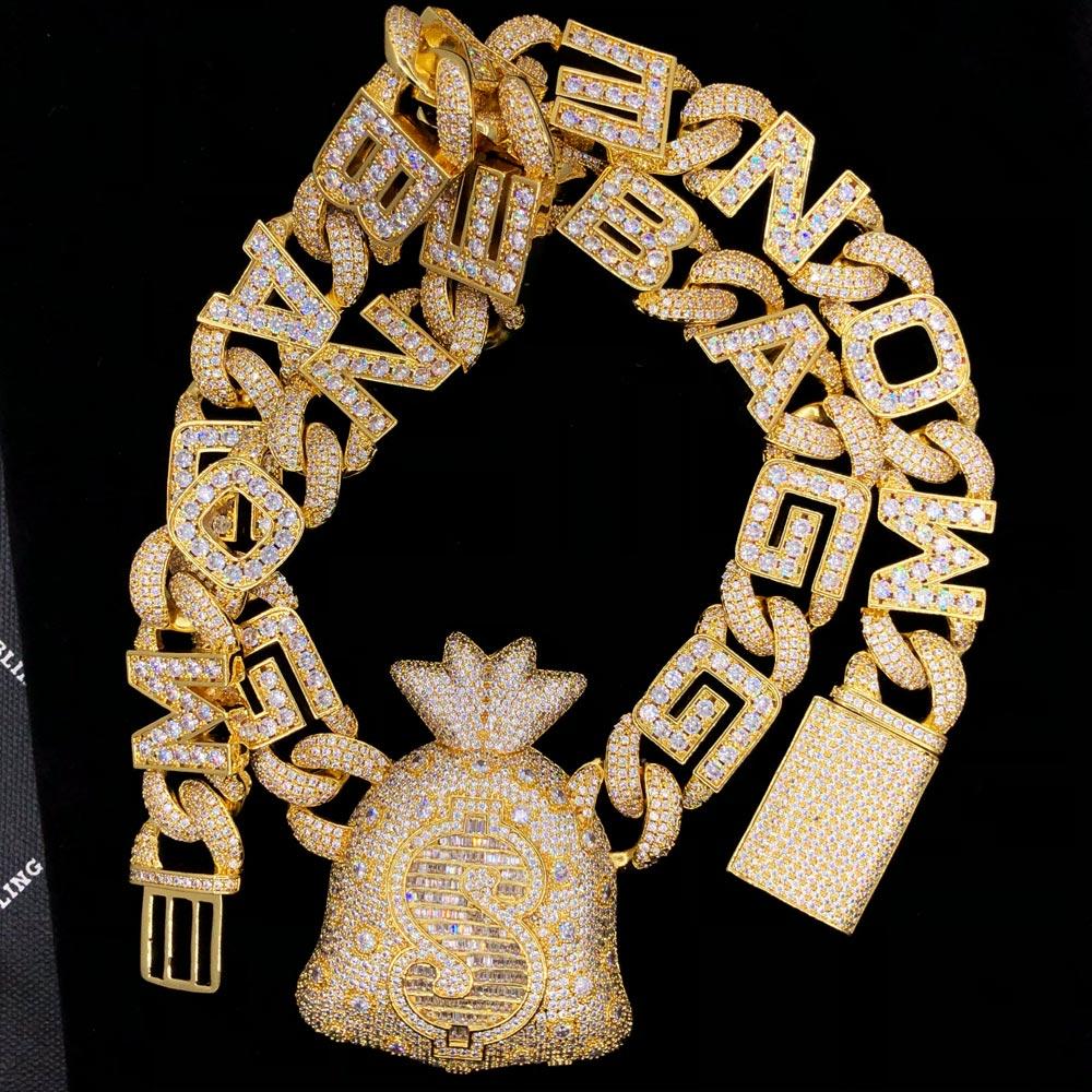 Moneybagg Yo Custom Limited Edition Name Money Bag Chain HipHopBling
