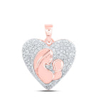 Mother & Baby Heart Diamond Pendant .20cttw 10K Yellow Gold 10K Rose Gold HipHopBling