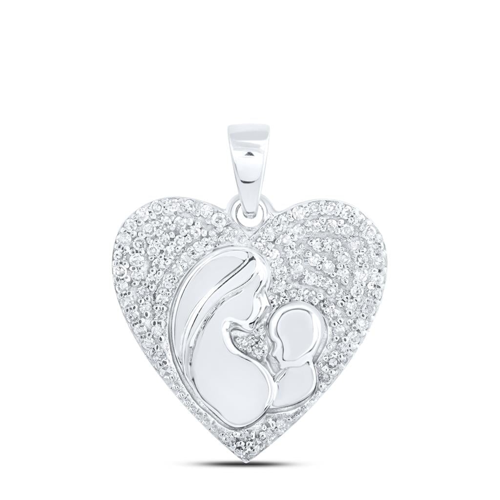 Mother & Baby Heart Diamond Pendant .20cttw 10K Yellow Gold 10K White Gold HipHopBling