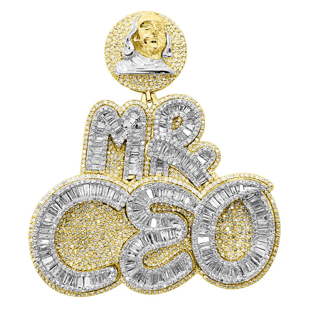 Mr. CEO Baguette Diamond Pendant 4.15cttw 10K Yellow Gold HipHopBling