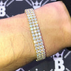 Multi Row Tennis Bracelet 3MM VVS CZ 10K Yellow Gold 3 Row 9MM 7.5" HipHopBling