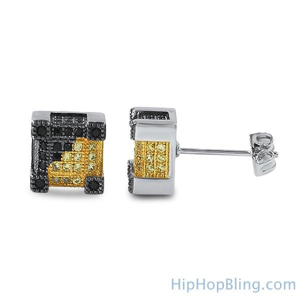 Multicolor Iced Out CZ Micro Pave Earrings HipHopBling