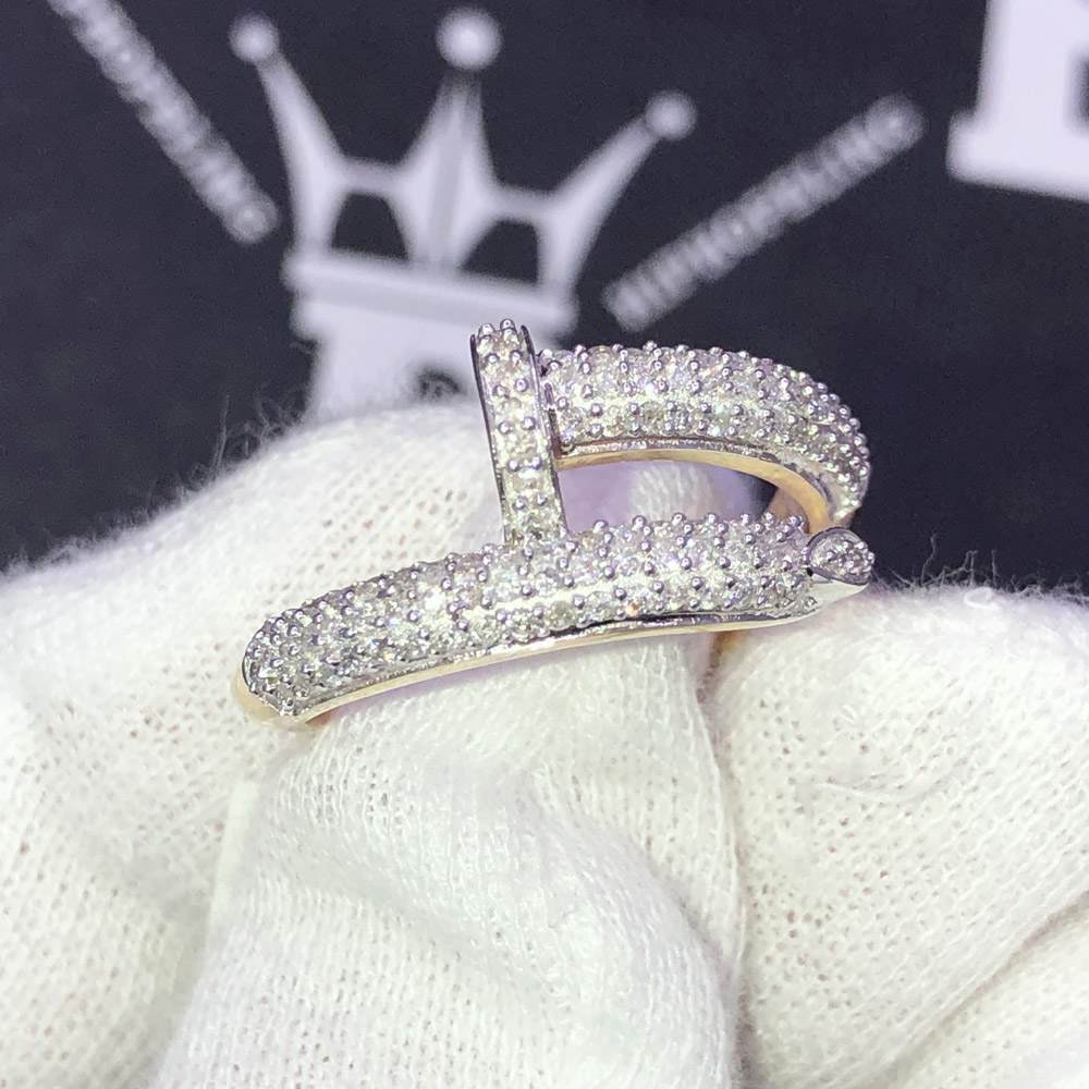 Nail Ring .68cttw Diamond 10K Yellow Gold HipHopBling