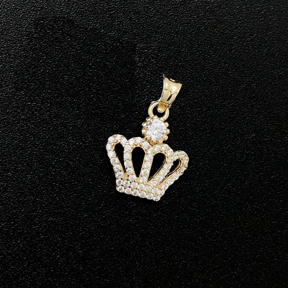Nano Crown CZ 10K Yellow Gold Pendant HipHopBling